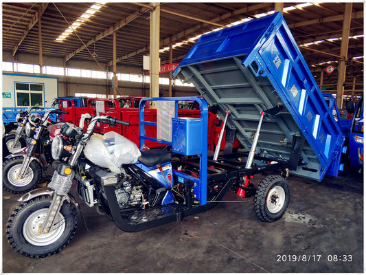Driewieler van de zware Ladings de BLAUWE 250CC Lading met DUBBELE Hydraulische Stortplaats